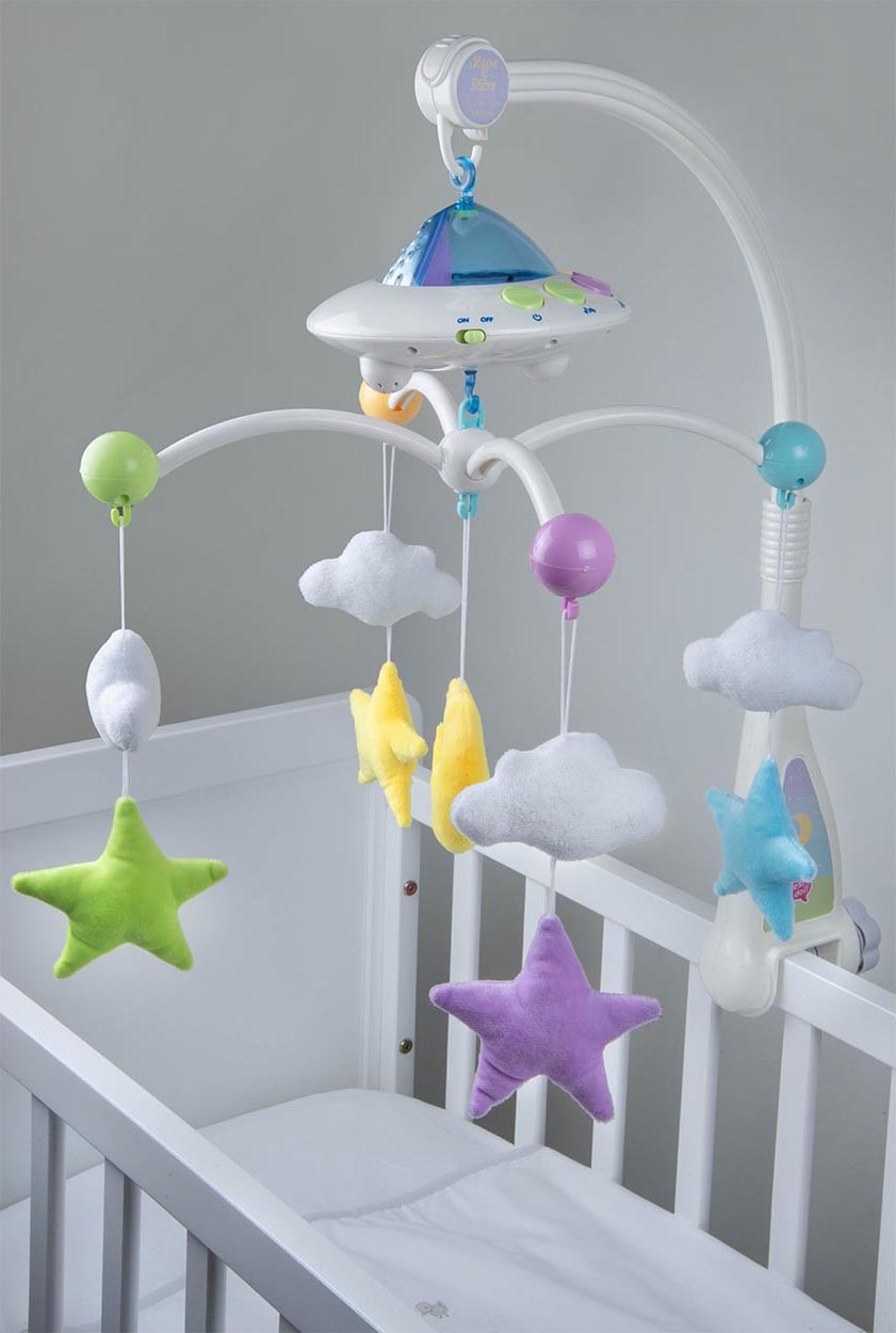 baby blue cot mobile
